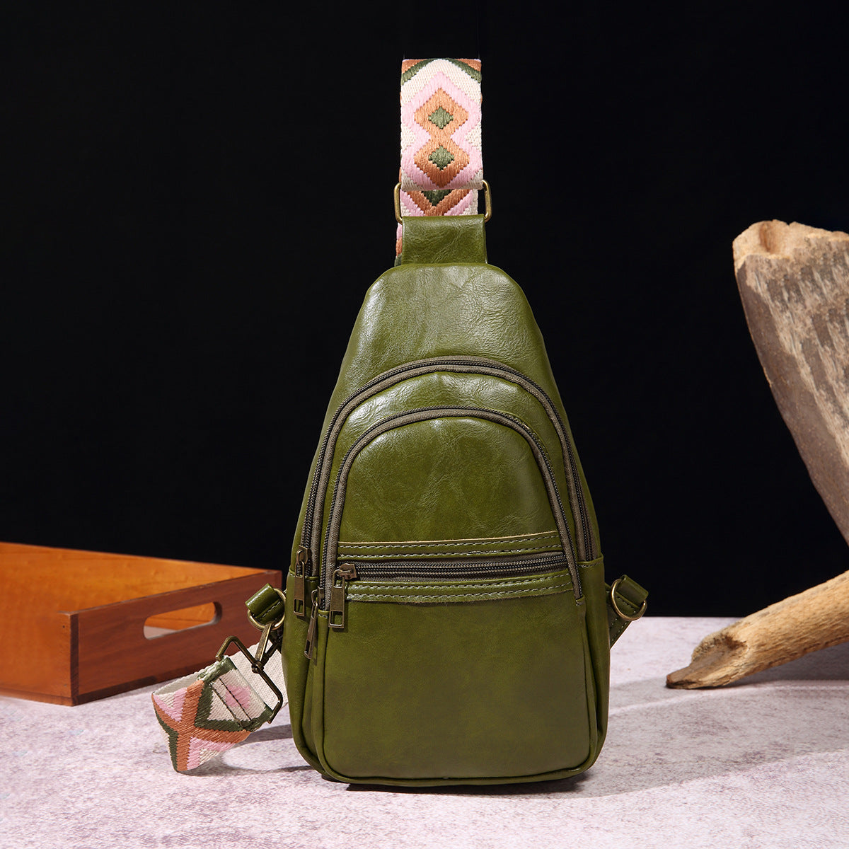 Wholesale Retro Casual Chest Bag PU Solid Color Crossbody Bag Bohemian Style Waist Bag