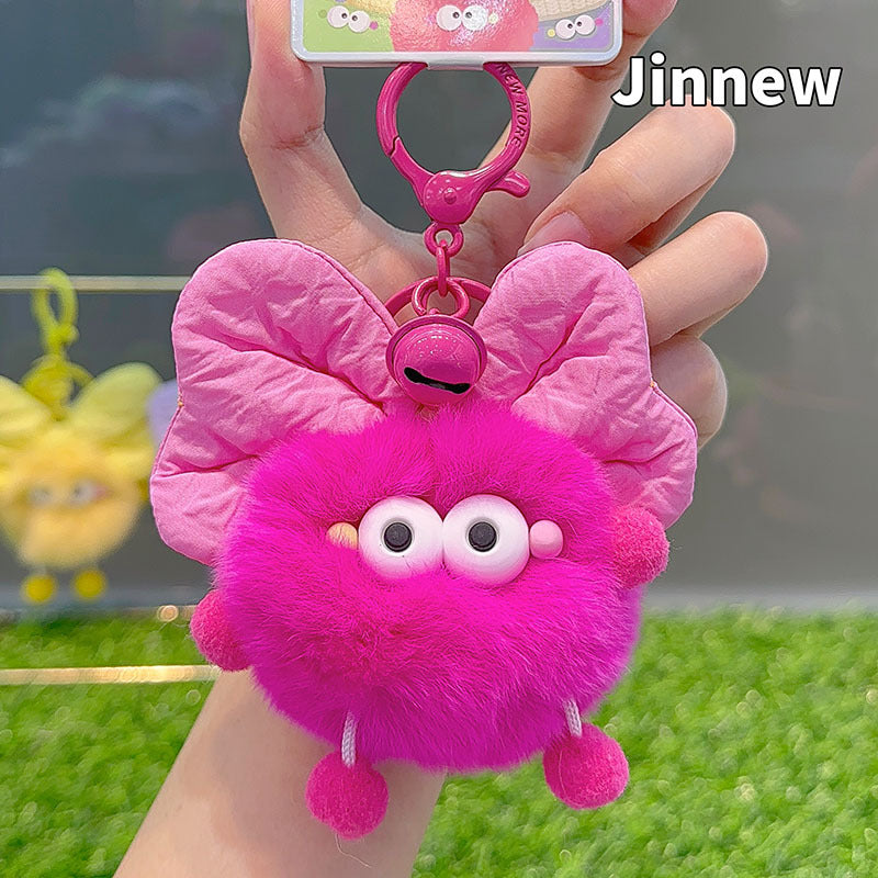 Wholesale Bow Colorful Fur Ball Keychain