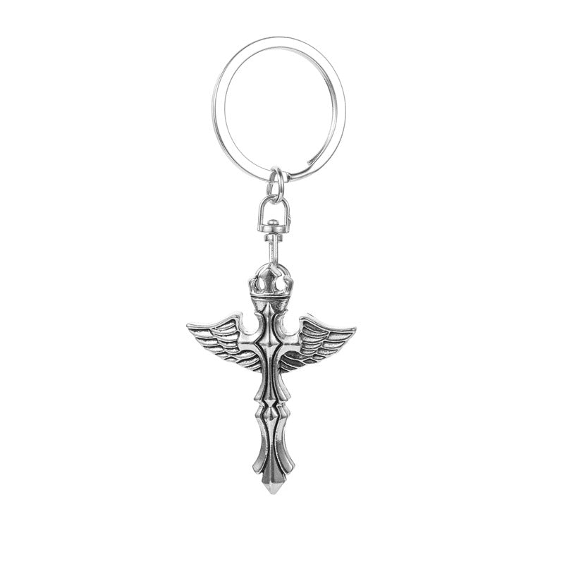 Wholesale Angel Wings Rights Crown Cross Keychain