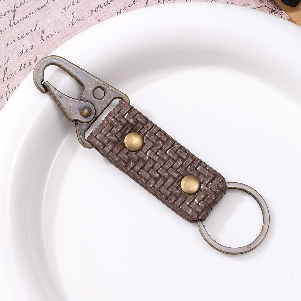 Wholesale Vintage Style Leopard Woven Keychains