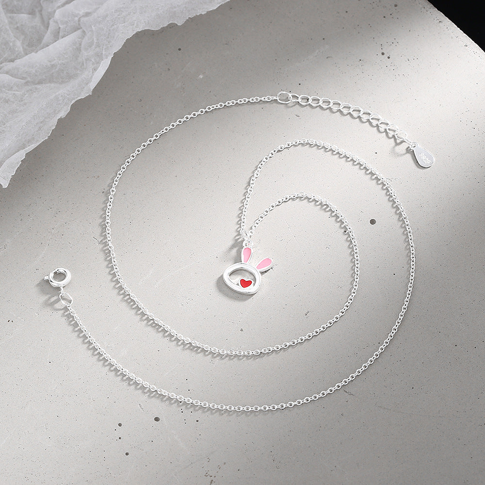 Wholesale Rabbit Love Hollow Drop Glue Necklace