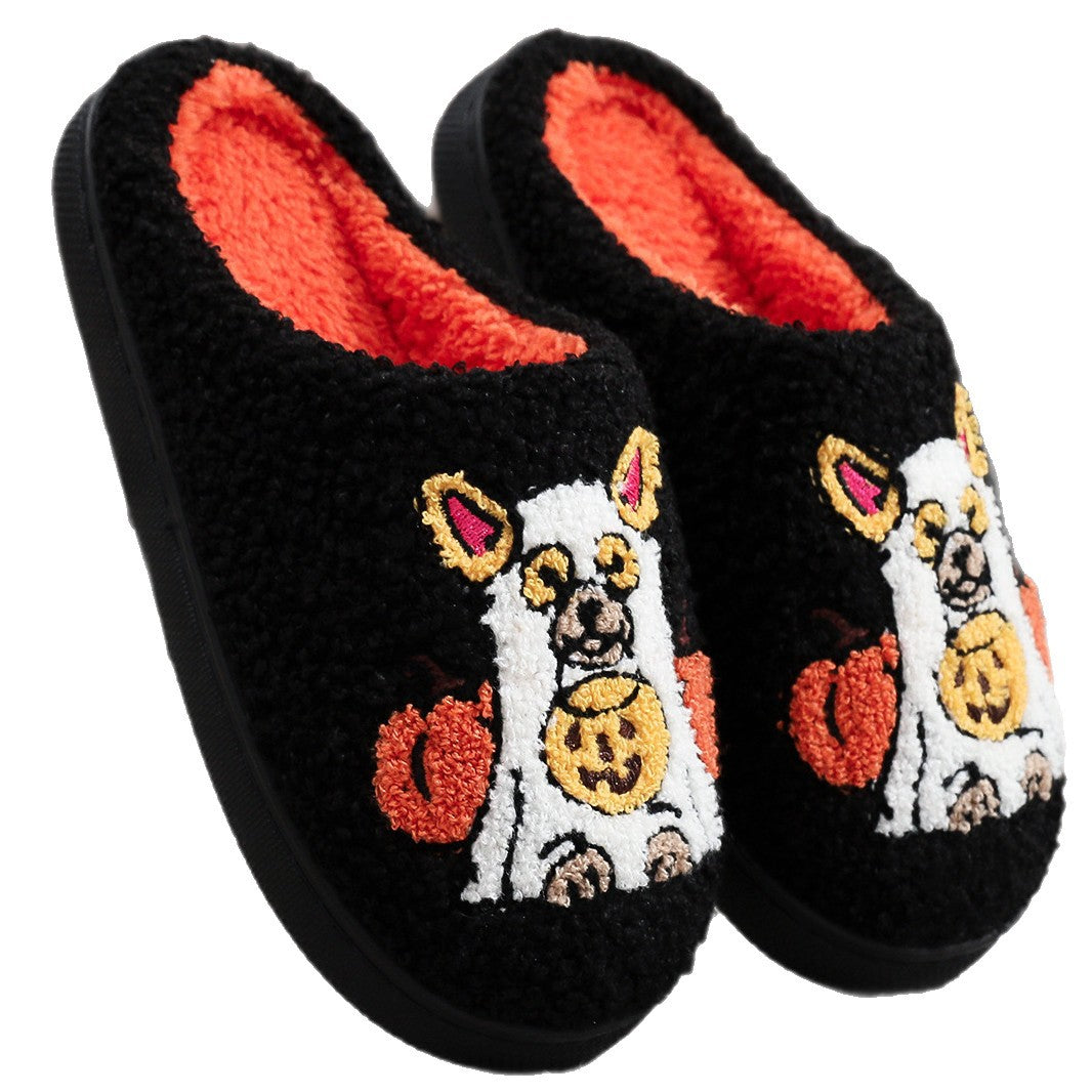 Wholesale Halloween Pumpkin Pet Dog Cotton Slippers Female Cartoon Warm Fur Slippers Male