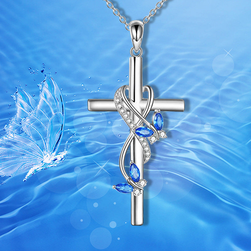 Wholesale  Elegant Butterfly cross pendant necklace