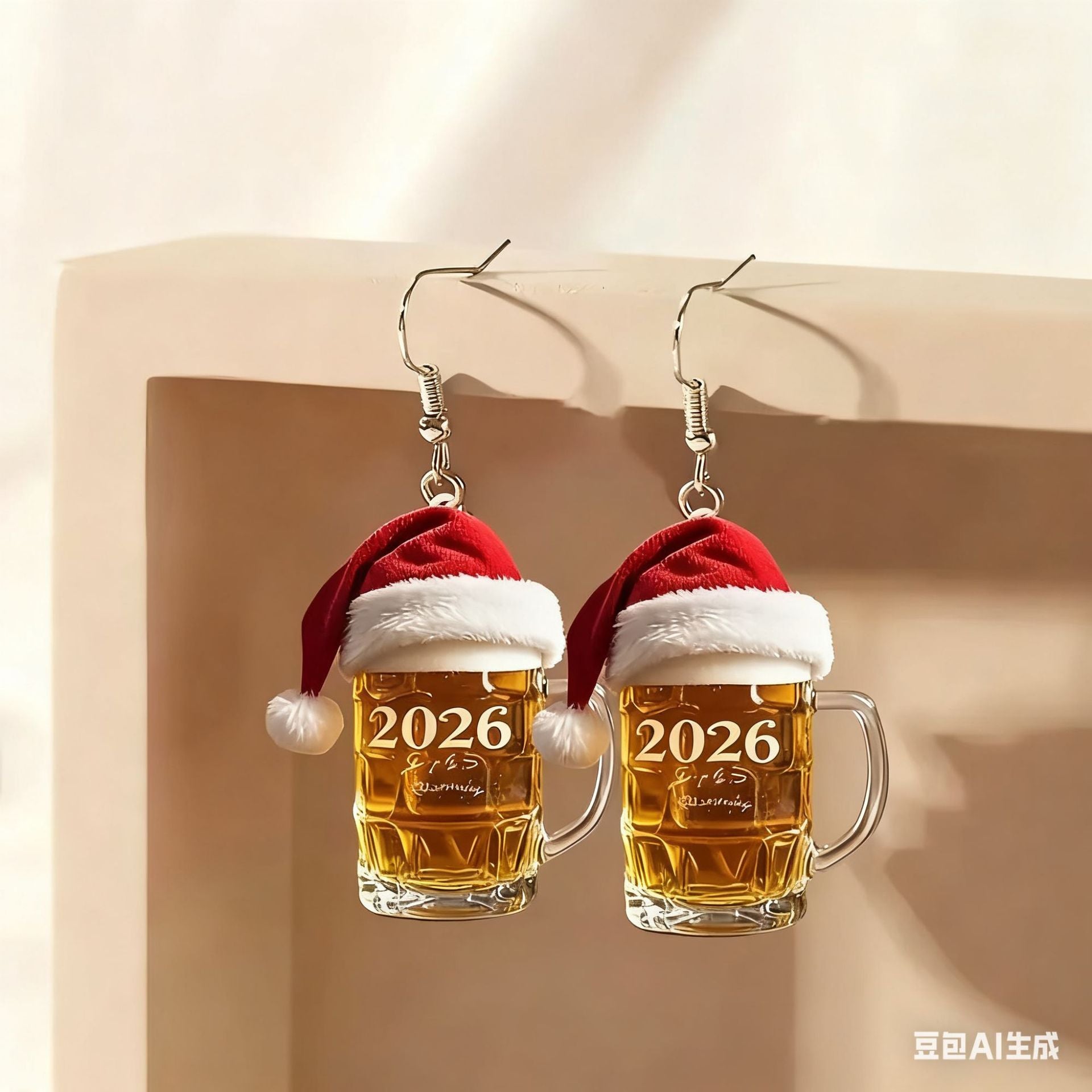 Wholesale 2026 Christmas Beer Mug Acrylic Earrings
