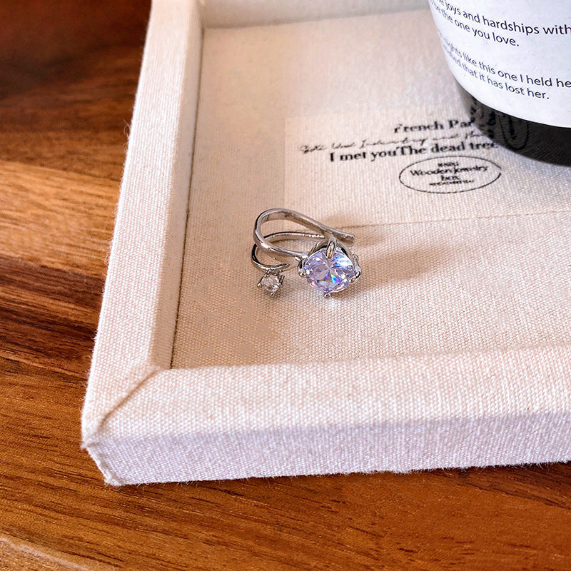 Wholesale colorful zircon rabbit red no ear hole ear bone clip earrings