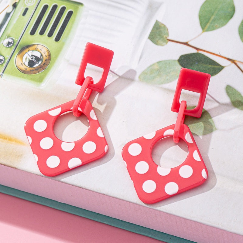 Wholesale Pink polka dots Acrylic Earrings