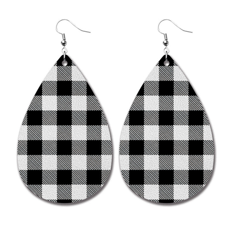 Wholesale Christmas PU leather teardrop earrings