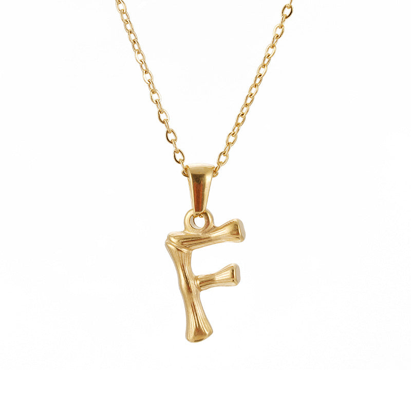 Wholesale Stainless Steel Plated 18K Bamboo Letter Necklace