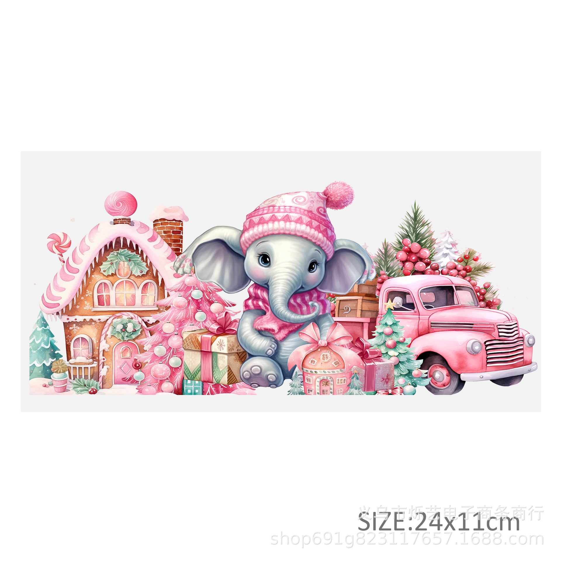 Wholesale Cute Animal Christmas Pink 16oz Cup UV DTF Wraps