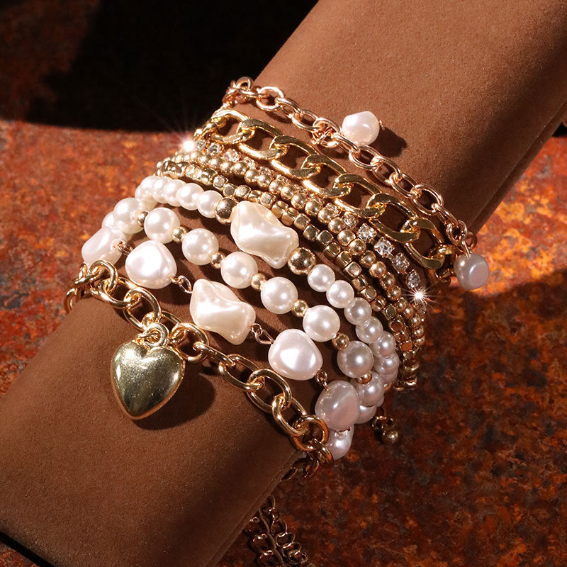 Wholesale Love Pendant Pearl Fashion Retro Niche Charm Bead Bracelet