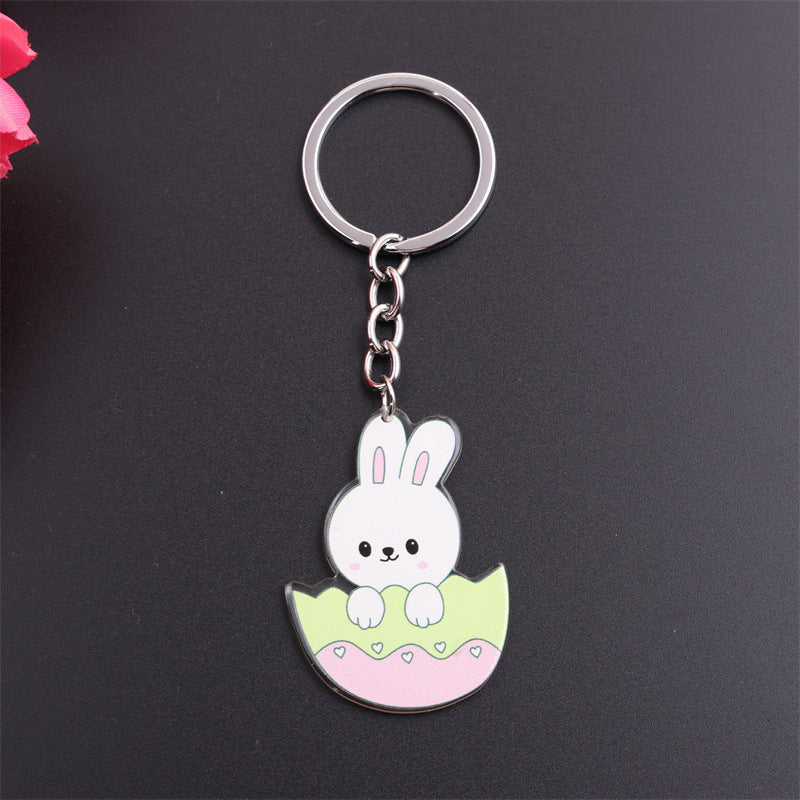 Wholesale Easter Rabbit Ear Easter Egg Metal Keychain