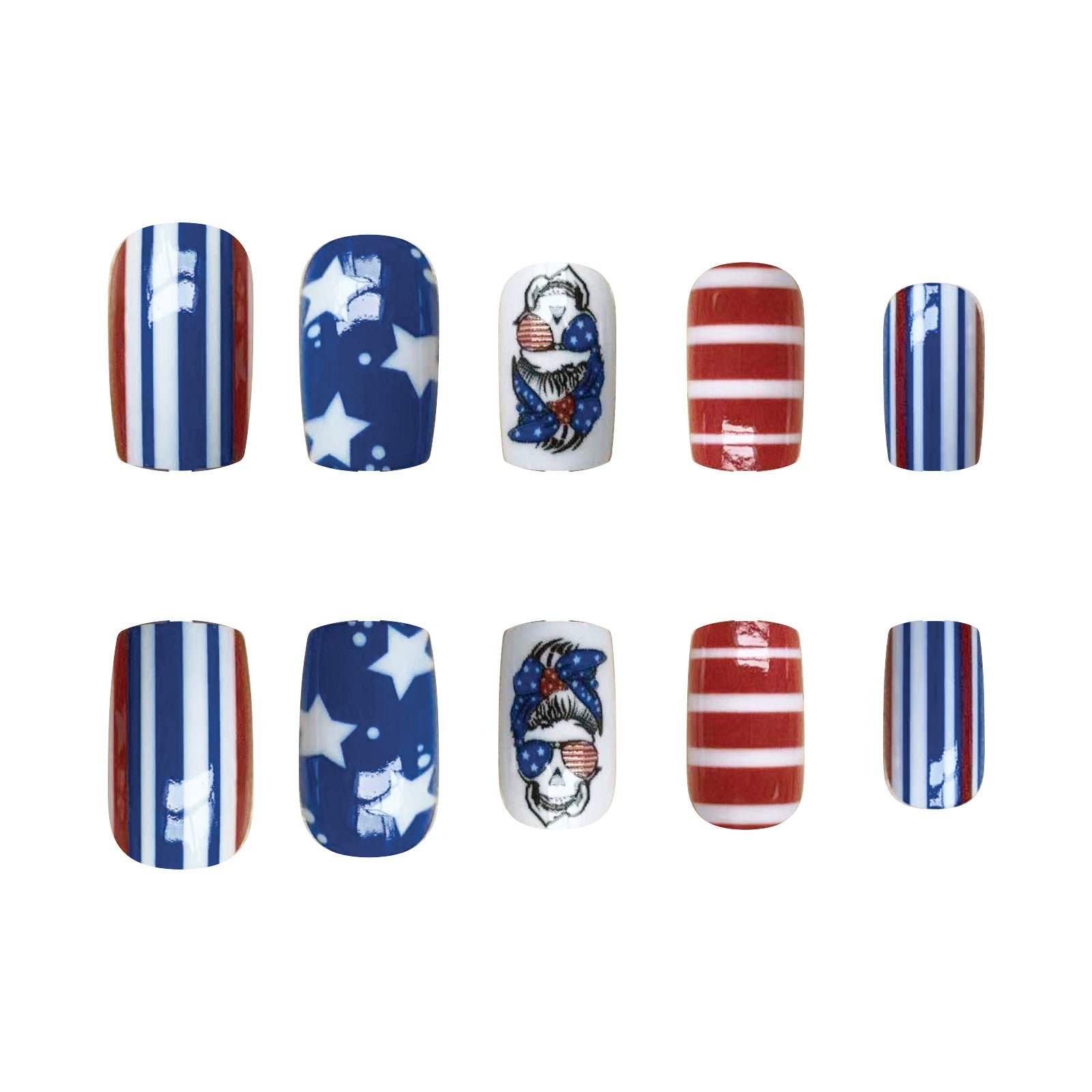 Wholesale Pentagram Red Blue Stripe Nail Stickers