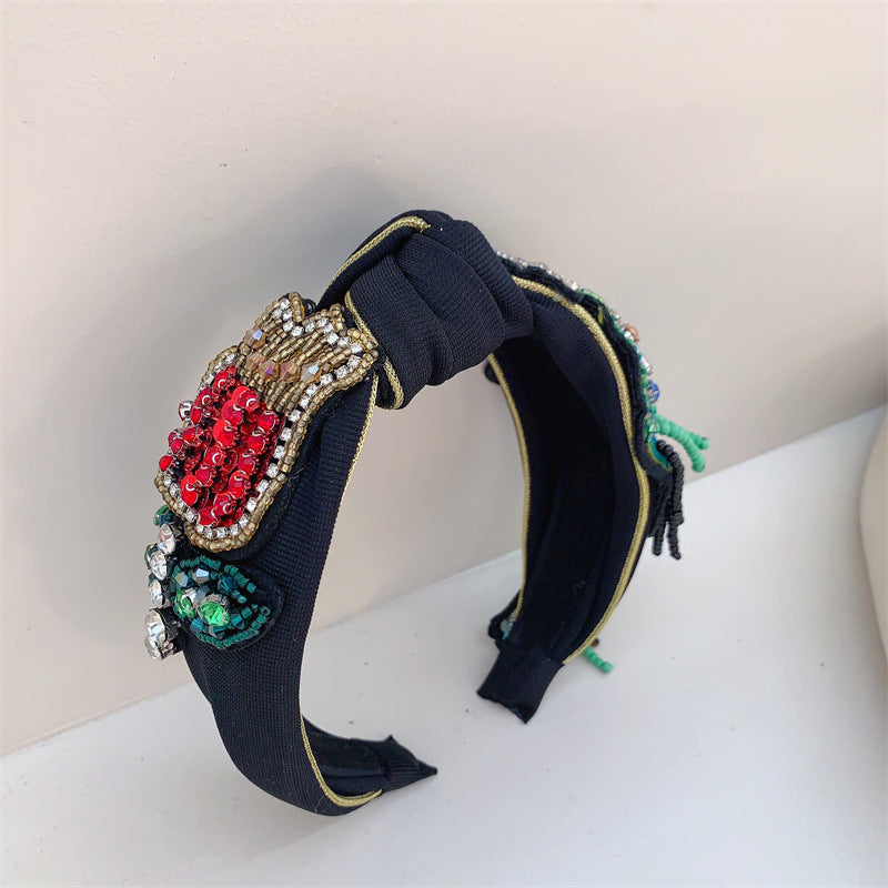 Wholesale Bird Beaded Vintage Wide Edge Hair Hoops