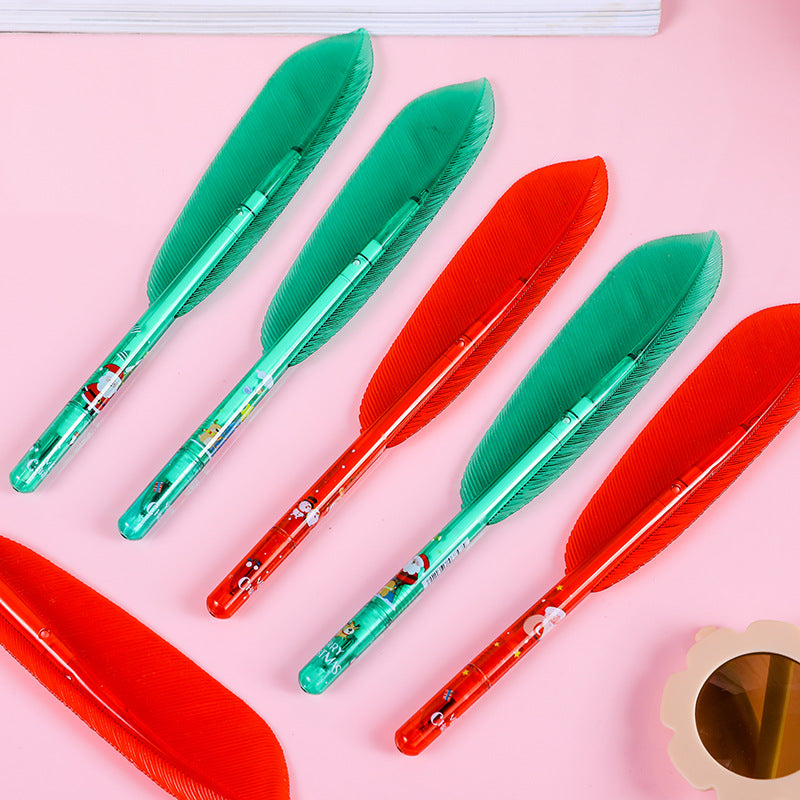 Wholesale Plastic Christmas Feather Rollerball Pen