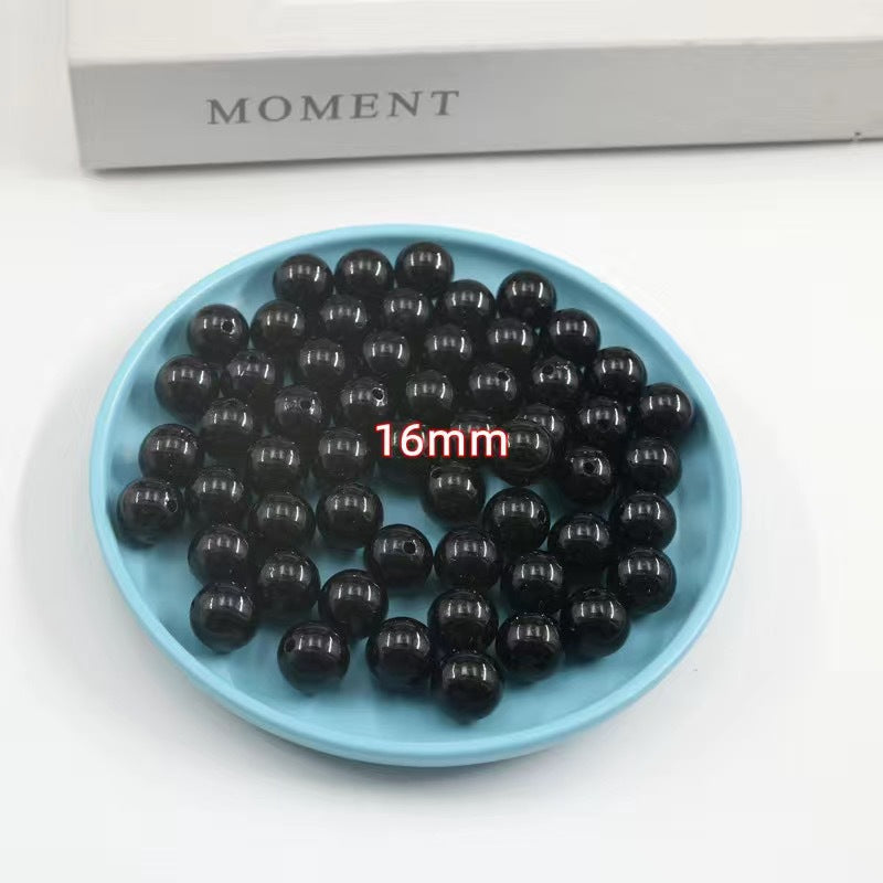 Wholesale Glazed Glass Imitation Obsidian Black Loose Beads 6Mm Round For DIY Jewelry Making Fashion Accessory Boutique Resale