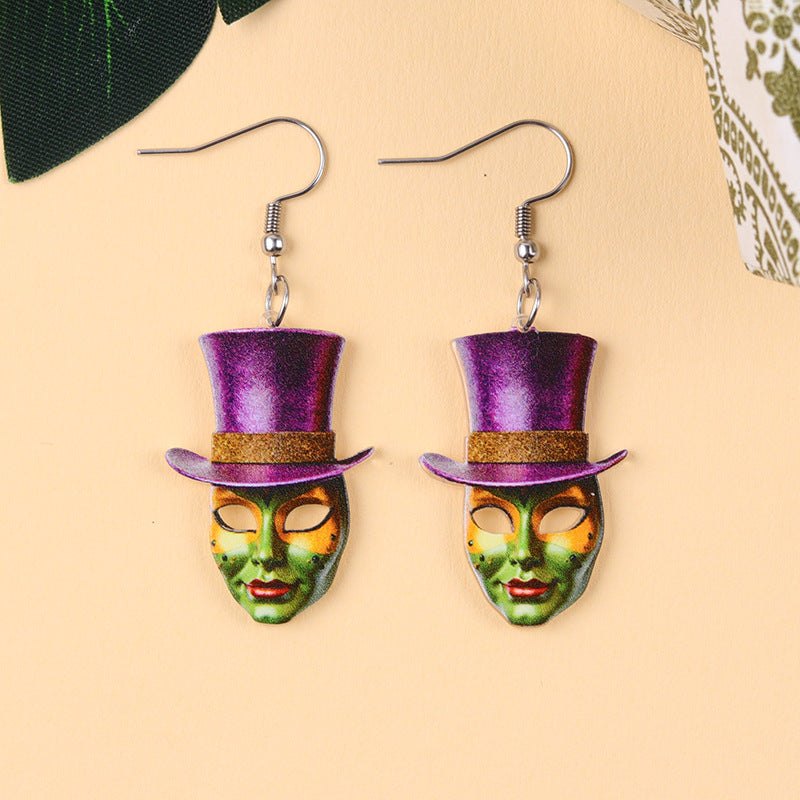 Wholesale Carnival Mask Crown Hat Acrylic Earrings