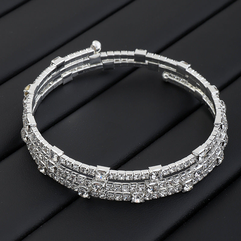 Wholesale Temperament Pearl and Rhinestone Multi-layer Bracelet