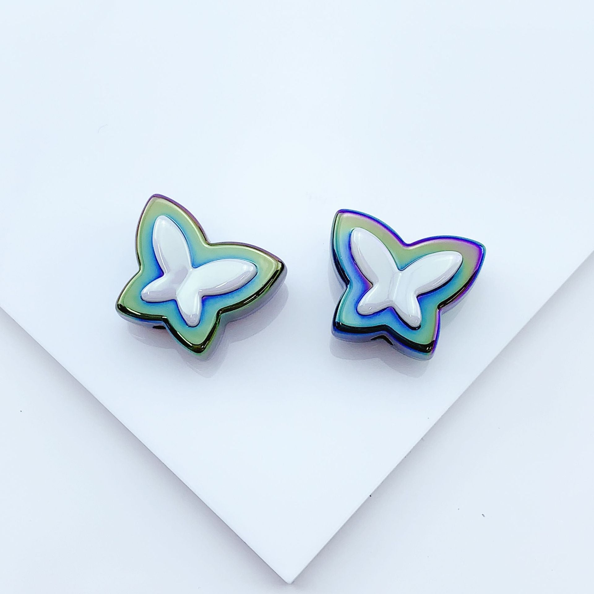 Wholesale of 10PCS Acrylic UV Coated Dark Series Straight Hole Beads