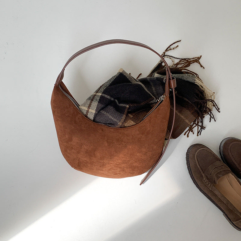 Wholesale Suede hand-held dumpling bag suede under armpit bag