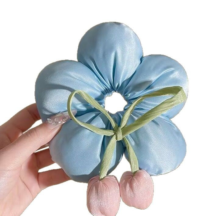 Wholesale oversized flower tulip hair rope cute large intestine hair ring sweet girl hair accessories mother gift