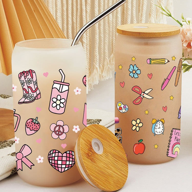 Wholesale Colorful Stationery Back to School Series 16oz Cup UV DTF Wraps