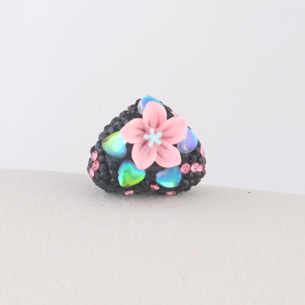 Wholesale 6pcs Flower Heart Soft Ceramic Diamond Ball Crystal Beads