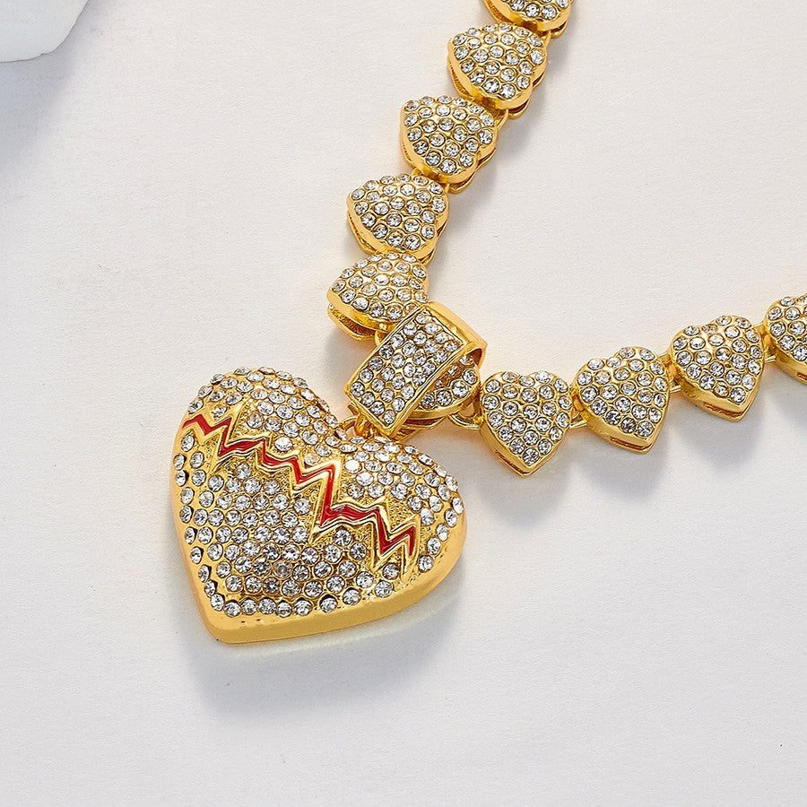 Wholesale Valentine' s Day Love ECG Full Diamond Necklace