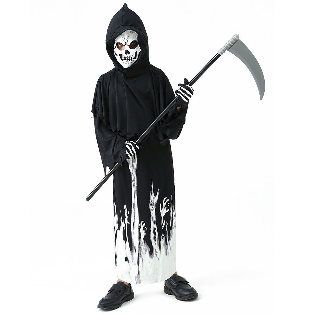 Wholesale Popular Glow-in-the-dark Grim Reaper Children's Halloween Party Cosplay Character Performance Costumes