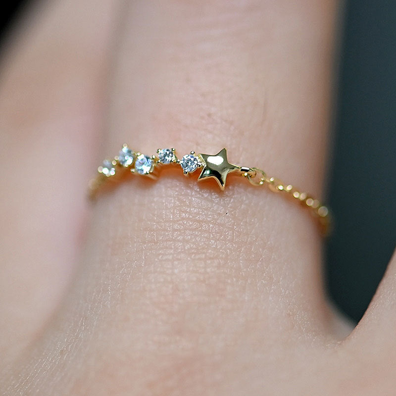 Anillo de estrellas de oro chapada en oro esterlina al por mayor