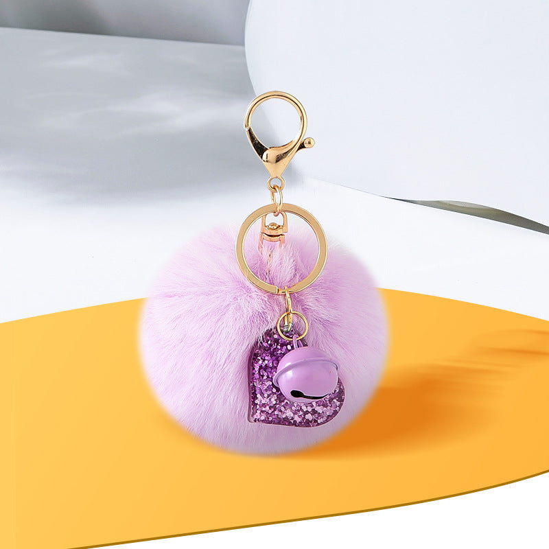 Wholesale Cartoon colorful furry ball plush keychain