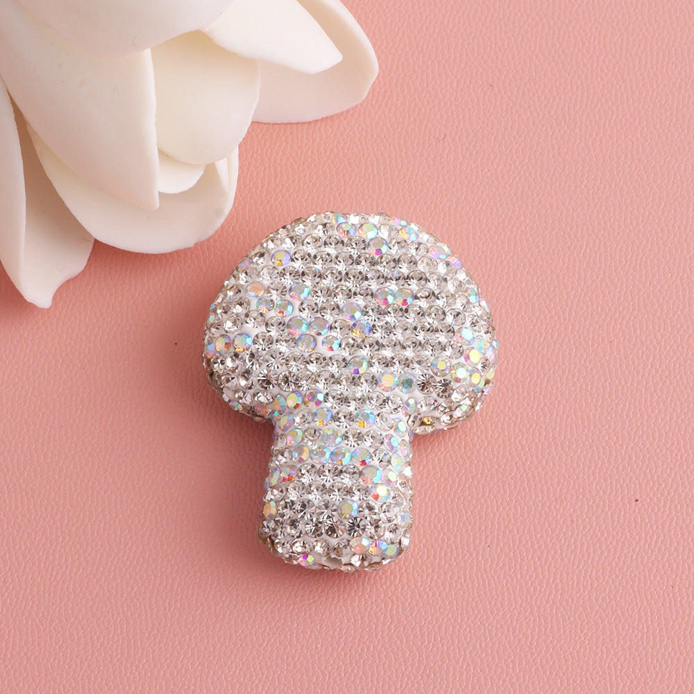 Wholesale 5pcs Starry Sky Colorful Mushroom Full Diamond Clay Drill Ball Straight Hole DIY Beads