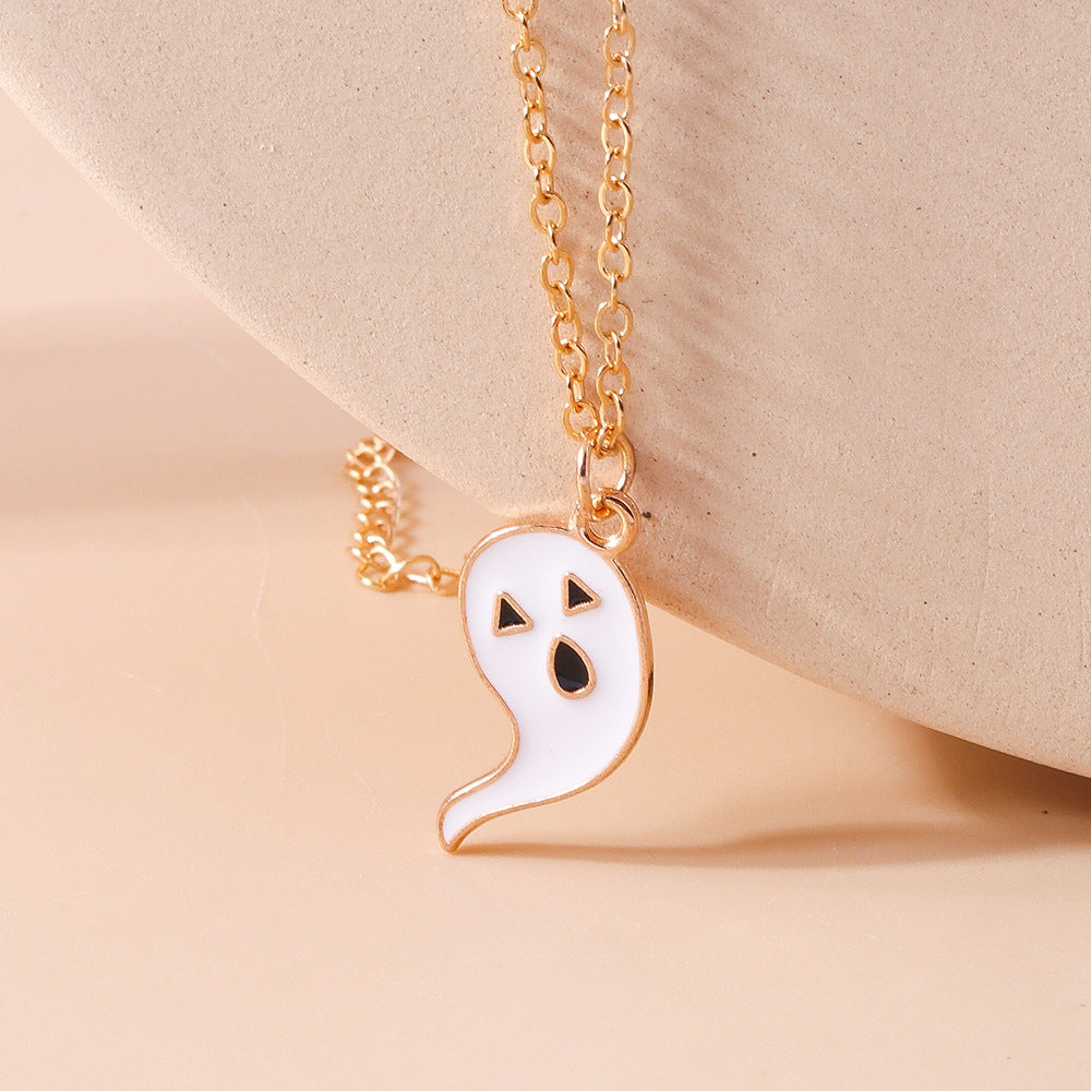 Wholesale Halloween Ghost Necklace Cartoon Cute Ghost Alloy Collarbone Chain