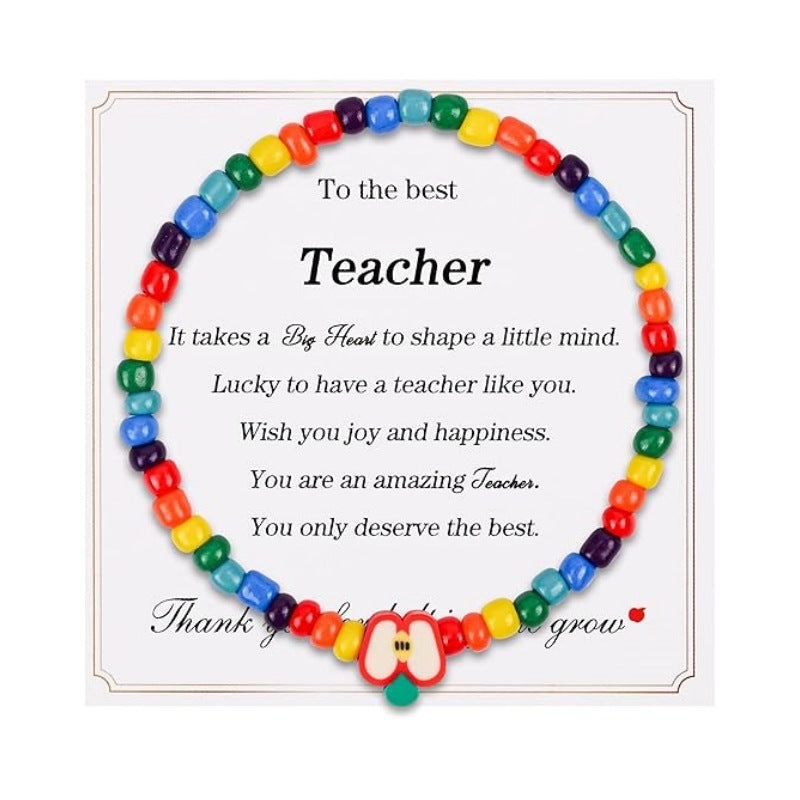Wholesale Letter Teacher' s Day Soft Ceramic Apple Layered Bracelet Set