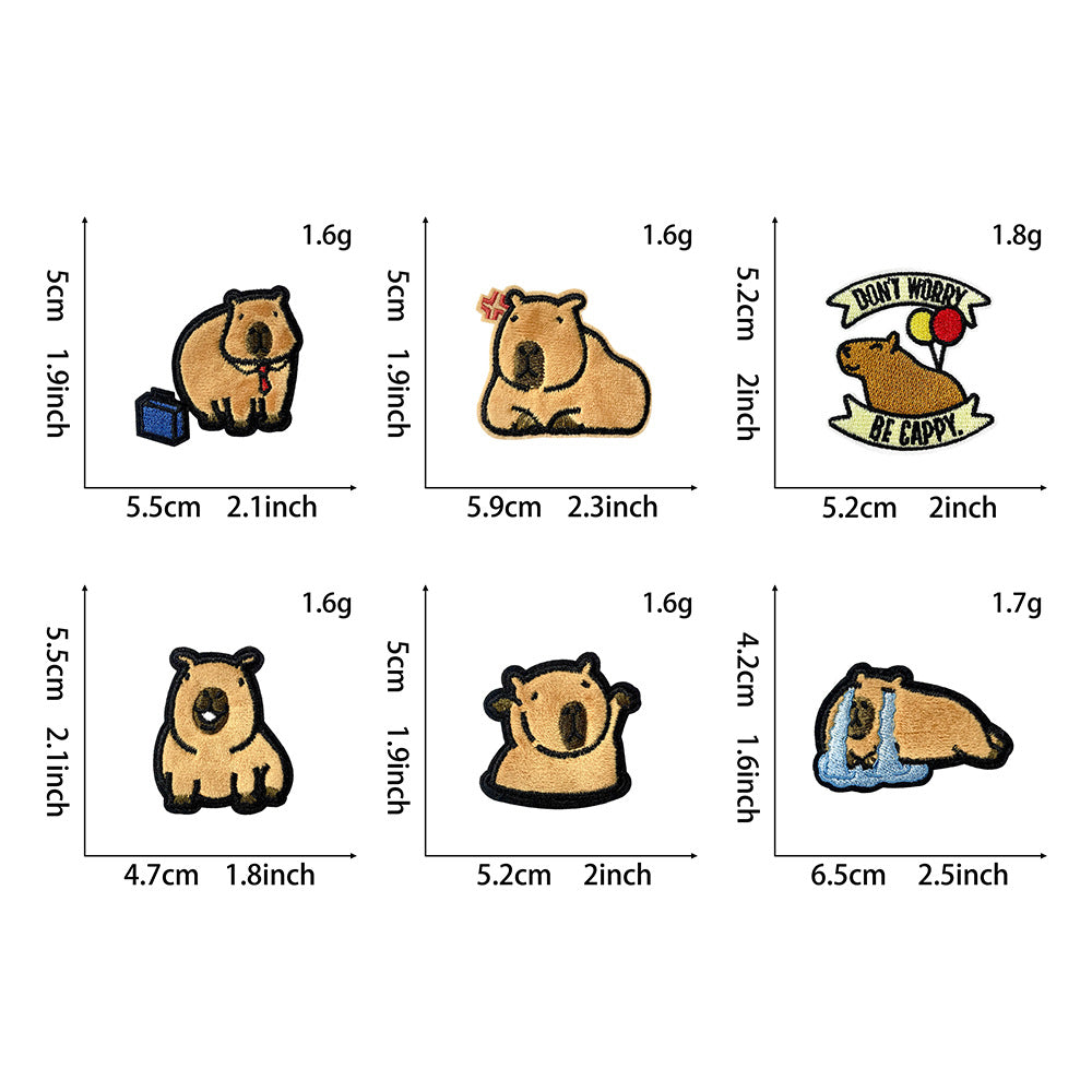 Wholesale Towel Embroidery DIY Patch Capybara Cartoon Embroidered Badge For Coat Decoration