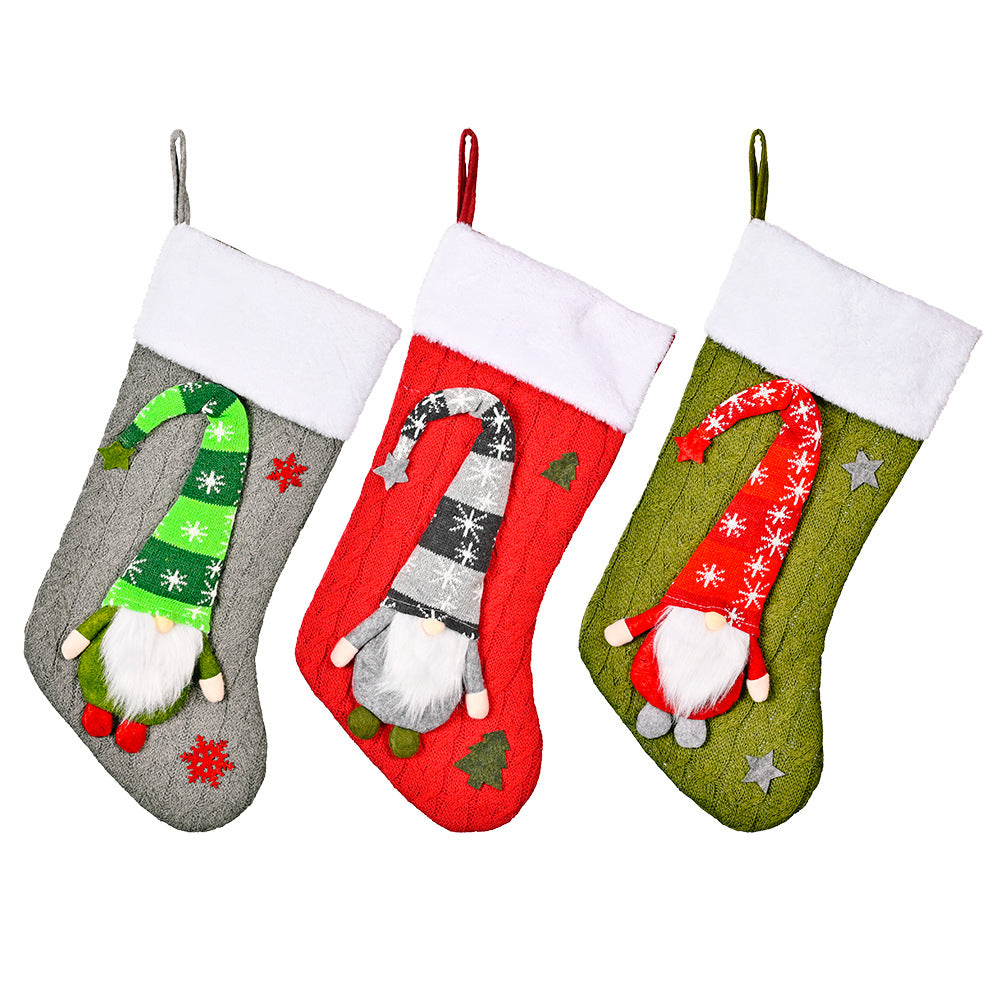 Wholesale Christmas Decoration Knitted Polyester Christmas Socks