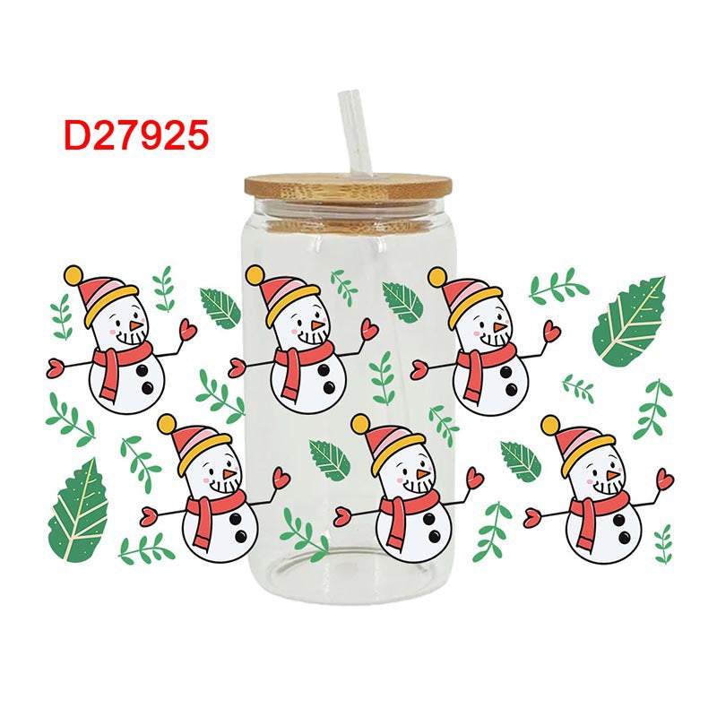 Wholesale Uv Transfer Sticker Glass Cup cactus 16oz Glass Cup Special Sticker