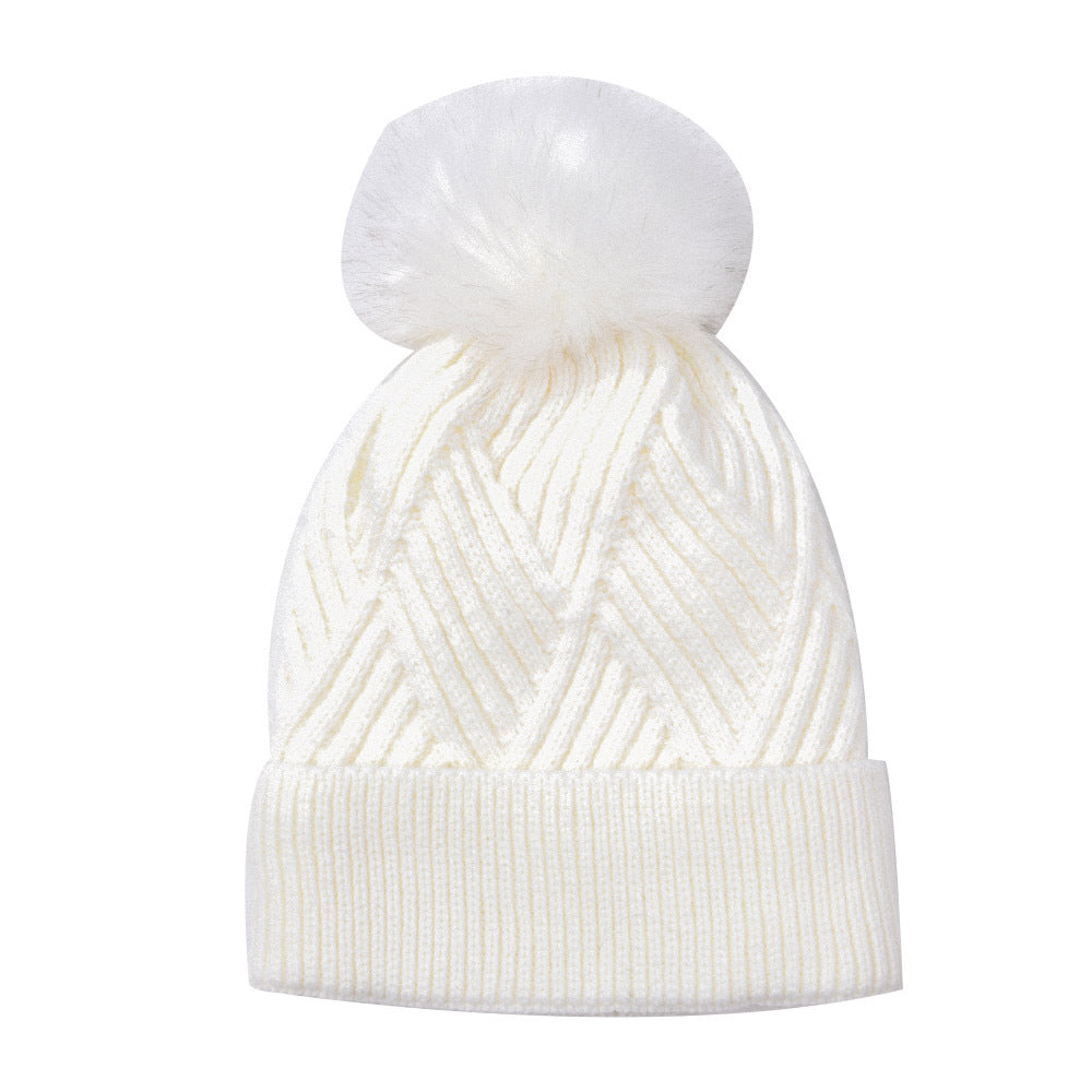 Wholesale Solid Color Knitted Hat Warm Plus Velvet Diamond Plaid Knitted Beanie