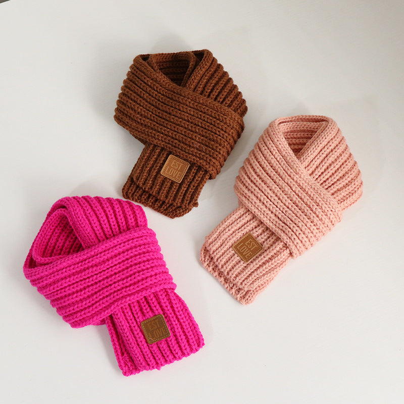 Wholesale Knitted Woolen Solid Color Children's Scarves
