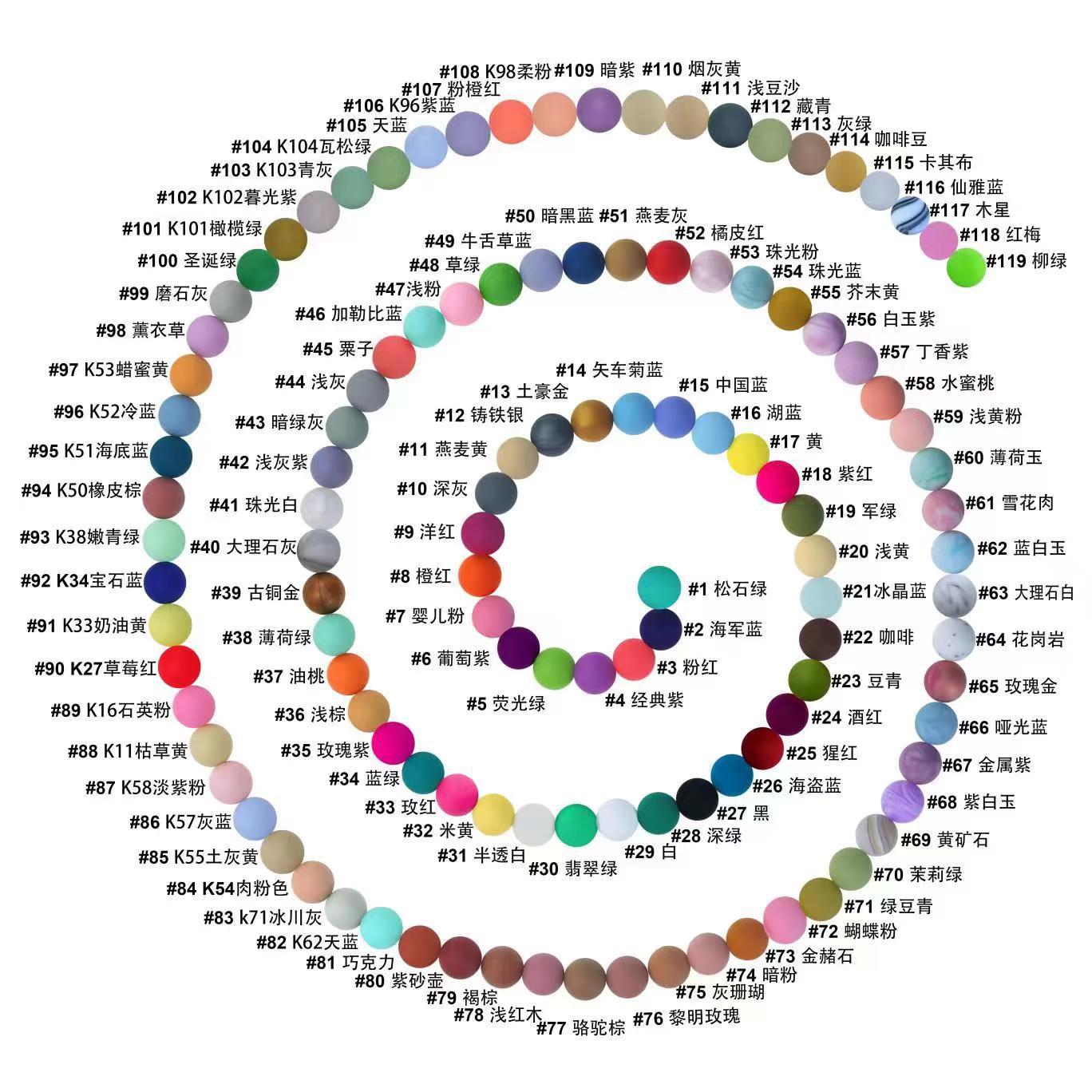 Wholesale 100pcs 12mm Matte Color Silicone Beads