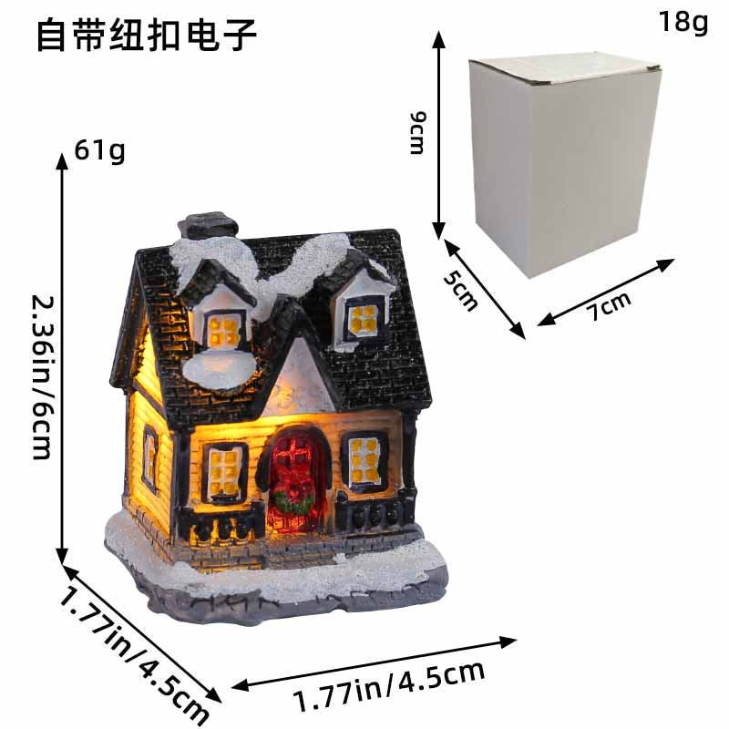 Wholesale Christmas Resin Colored Luminous House Desktop Ornaments