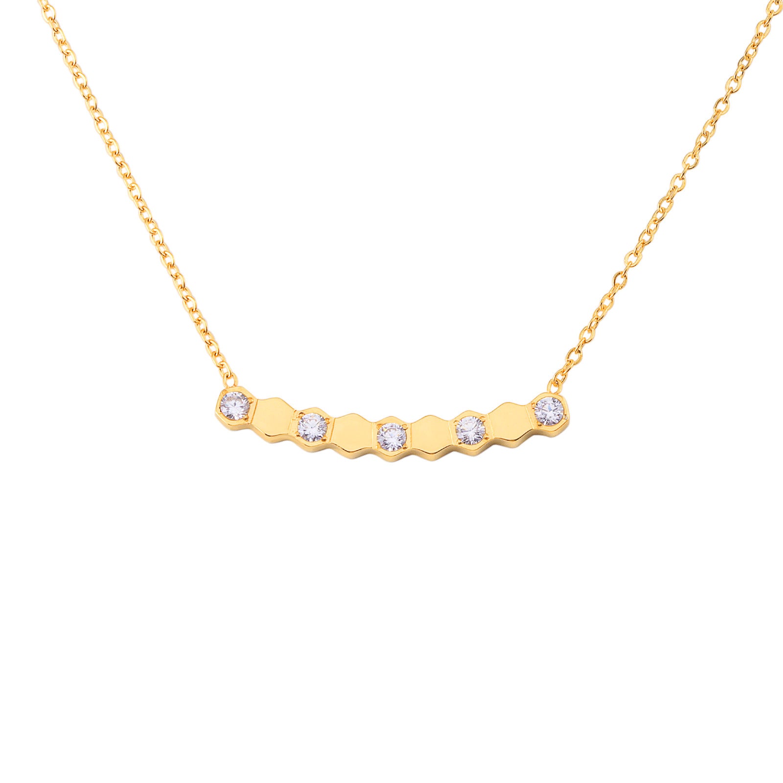 Wholesale Zircon Hexagonal Honeycomb Titanium Steel Bracelet