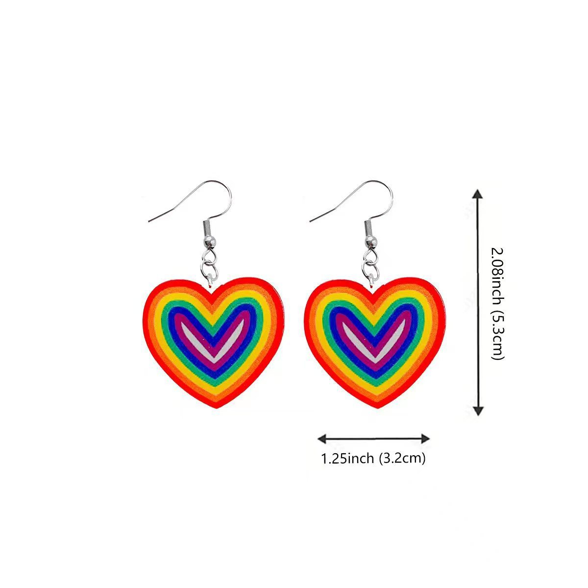 Wholesale Rainbow element colorful heart-shaped earrings
