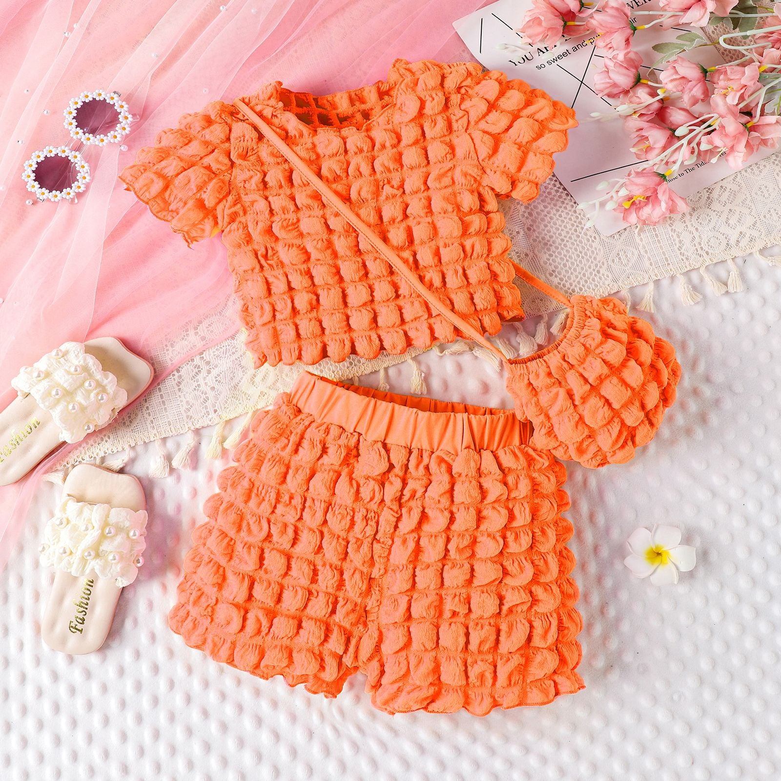 Wholesale Summer Popcorn 3D Candy Color Baby Clothes