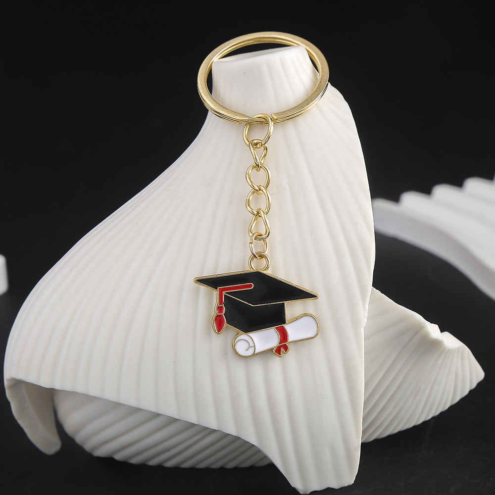 Wholesale Graduation Season Students Graduation Cap Oil Drop Keychain