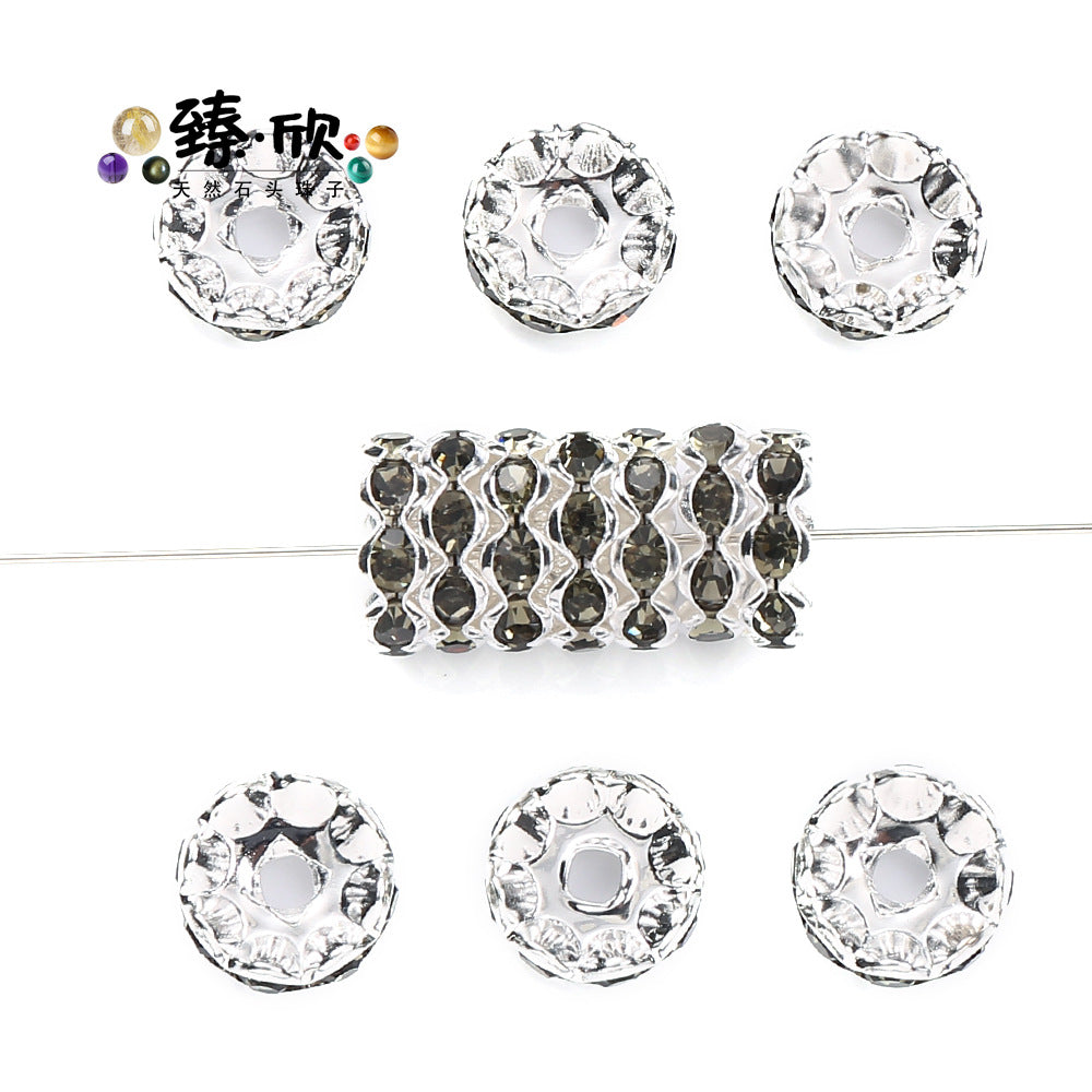 Wholesale 60pcs 12MM Color Wave Rhinestone Diamond Ring Spacer Beads