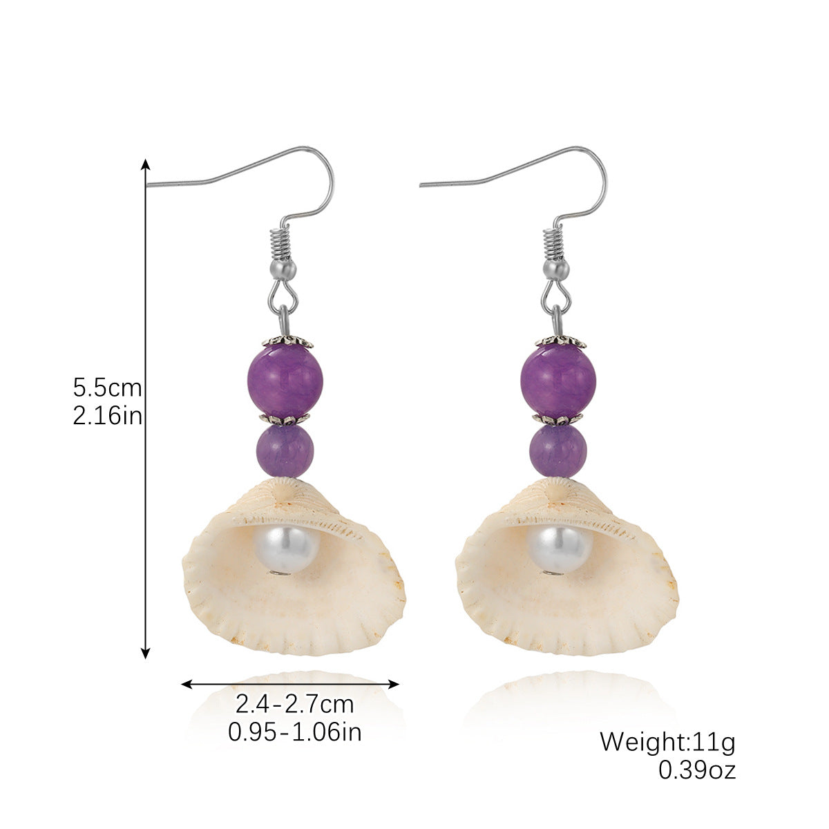 Wholesale Ocean Style Temperament Conch Natural Stone Pearl Shell Earrings