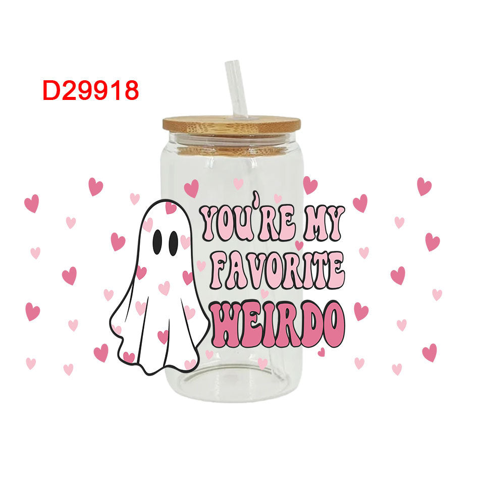 Wholesale Pink Love Ghost Valentine's Day 16oz Cup UV DTF Wraps
