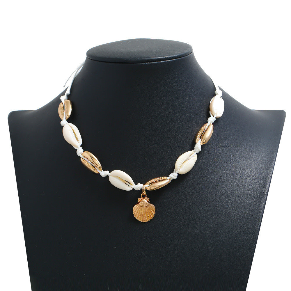 Wholesale Beach Ocean Double Layered Shell Necklace