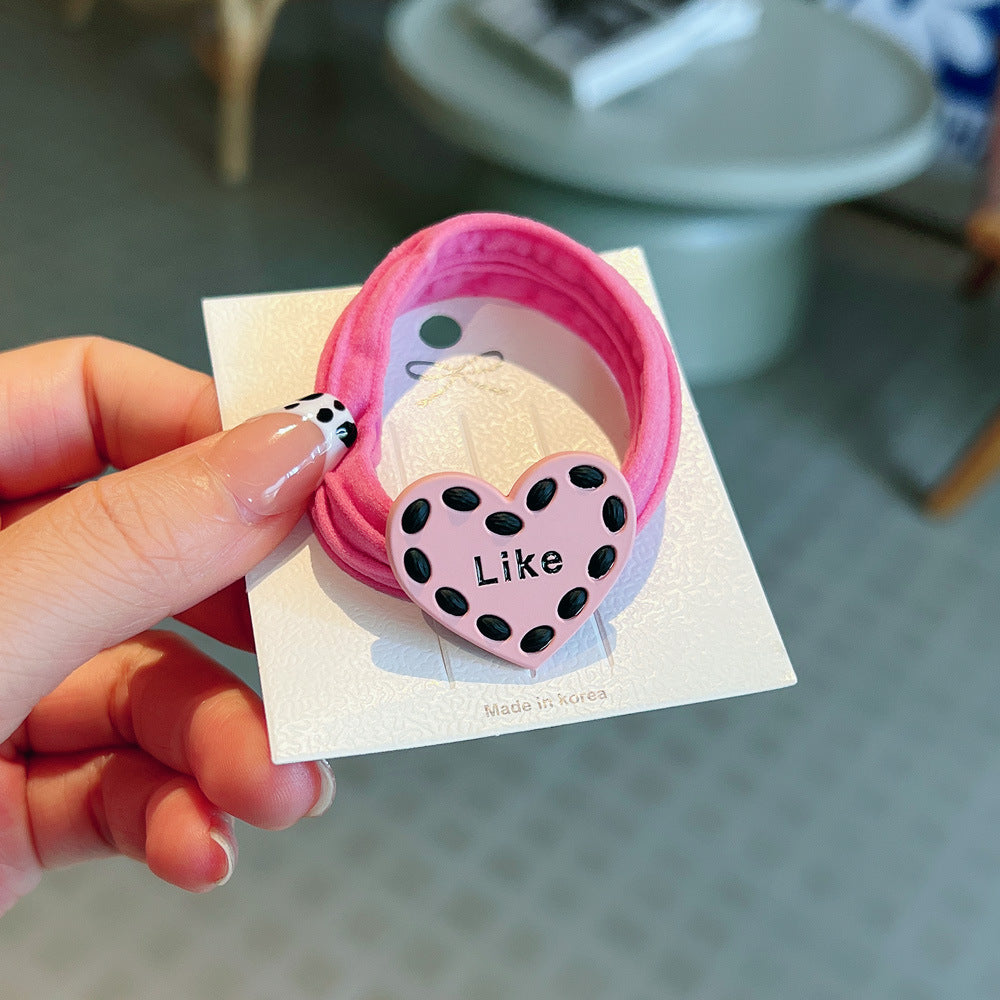 Wholesale of Autumn and Winter Alloy Love Color Matching Towel Rings and Hair Ropes