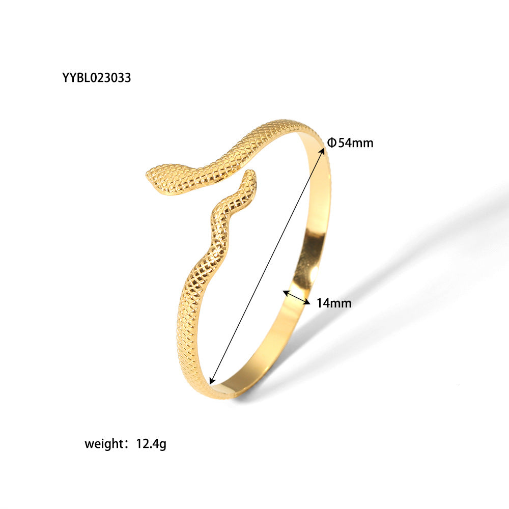 Wholesale Retro Stainless Steel Fashionable All-match Open 18K Gold-plated Non-fading Bracelet